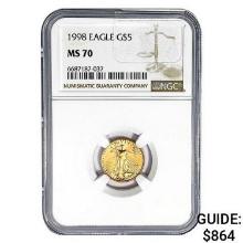 1998 $5 1/10oz. American Gold Eagle NGC MS70