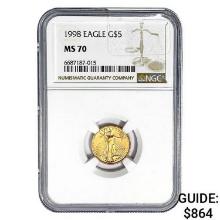 1998 $5 1/10oz. American Gold Eagle NGC MS70
