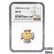 1998 $5 1/10oz. American Gold Eagle NGC MS70