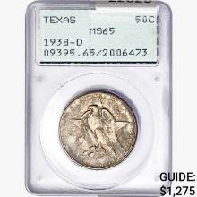 1938-D Texas Half Dollar PCGS MS65