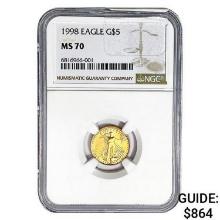 1998 $5 1/10oz. American Gold Eagle NGC MS70