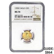 1998 $5 1/10oz. American Gold Eagle NGC MS70