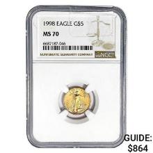 1998 $5 1/10oz. American Gold Eagle NGC MS70