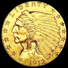 1912 $2.50 Gold Quarter Eagle CLOSELY UNCIRCULATED