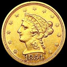 1854 $2.50 Gold Quarter Eagle CLOSELY UNCIRCULATED