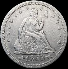 1853 Arws & Rays Seated Liberty Quarter CLOSELY UN