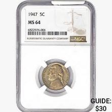 1947 Jefferson Nickel NGC MS64