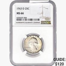 1963-D Washington Silver Quarter NGC MS66