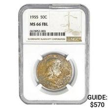 1955 Franklin Half Dollar NGC MS66 FBL