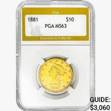 1881 $10 Gold Eagle PGA MS63