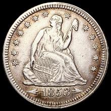 1853 Arws & Rays Seated Liberty Quarter CLOSELY UN