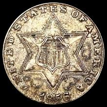 1856 Silver Three Cent CLOSELY UNCIRCULATED