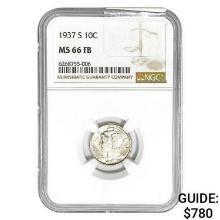 1937-S Mercury Silver Dime NGC MS66 FB