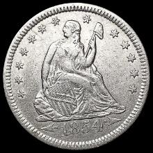 1854-O Arws Seated Liberty Quarter CLOSELY UNCIRCU