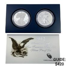 2012 Proof and Rev. Proof 1oz Silver Eagle Set [2