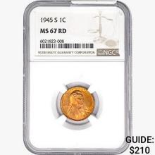 1945-S Wheat Cent NGC MS67 RD