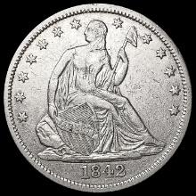 1842 Seated Liberty Half Dollar CLOSELY UNCIRCULAT