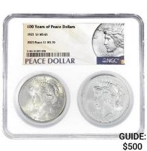 2023 & 1923 Peace 2 Coin Sets BU