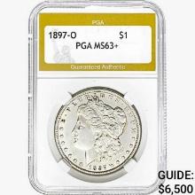 1897-O Morgan Silver Dollar PGA MS63+