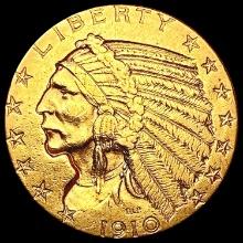 1910 $5 Gold Half Eagle CLOSELY UNCIRCULATED