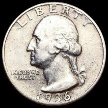 1836-D Washington Silver Quarter CLOSELY UNCIRCULA