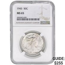 1943 Walking Liberty Half Dollar NGC MS65