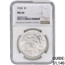 1924 Silver Peace Dollar NGC MS66