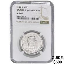 1950-D Booker T Half Dollar NGC MS66