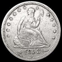 1853 Arws & Rays Seated Liberty Quarter CLOSELY UN