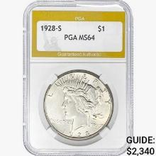 1928-S Silver Peace Dollar PGA MS64