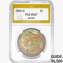 1904-O Morgan Silver Dollar PGA MS67 Monster