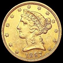 1897 $5 Gold Half Eagle NEARLY UNCIRCULATED