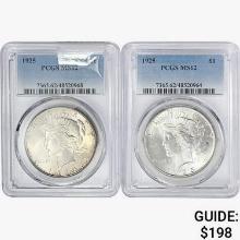 1925 [2] Silver Peace Dollar PCGS MS62