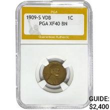 1909-S VDB Wheat Cent PGA XF40 BN