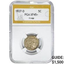 1937-D Buffalo Nickel PGA XF45+ 3 Legs