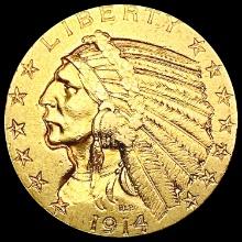 1914-S $5 Gold Half Eagle CLOSELY UNCIRCULATED