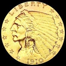 1910 $2.50 Gold Quarter Eagle CLOSELY UNCIRCULATED