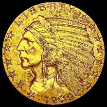 1909 $5 Gold Half Eagle CLOSELY UNCIRCULATED