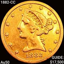 1882-CC $5 Gold Half Eagle