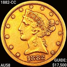 1882-CC $5 Gold Half Eagle