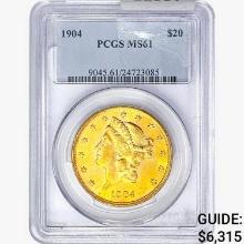 1904 $20 Gold Double Eagle PCGS MS61