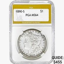 1890-S Morgan Silver Dollar PGA MS64