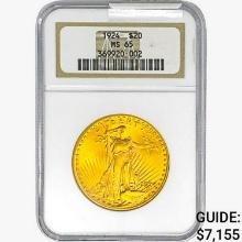 1924 $20 Gold Double Eagle NGC MS65