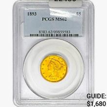 1893 $5 Gold Half Eagle PCGS MS62