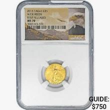 2015 $5 1/10oz. Gold Eagle Wide Reeds NGC MS70 FR