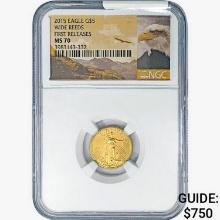 2015 $5 1/10oz. Gold Eagle Wide Reeds NGC MS70 FR