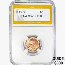 1933-D Wheat Cent PGA MS65+ RED