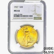 1927 $20 Gold Double Eagle NGC MS64