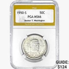 1950-S Booker T Half Dollar PGA MS66