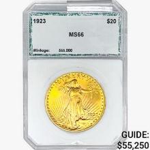 1923 $20 Gold Double Eagle PCI MS66